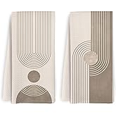 KFXHANGD Neutral Beige Boho Sun Abstract Kitchen Towels and Dishcloths Set of 2, Mid Century Modern Dish Towels, Bohemian Abstract Decorative Hand Tea Towel for Bathroom Kitchen, 16x24 Inch