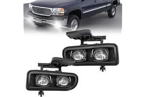 BOXLIGHT LED fog lights Compatible with [1999-2002 GMC Sierra] [2000 2001 2002 2003 2004 2005 2006 GMC Yukon] Driving Fog Lights (Clear Lens)