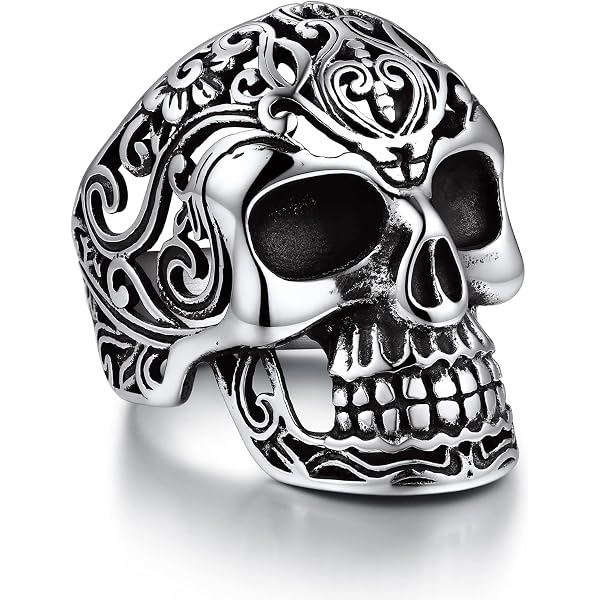 Anello In Argento 925 Con Cammeo Scheletro - Design Vintage Nero/bianco, Per Donne, Stile Punk Rock