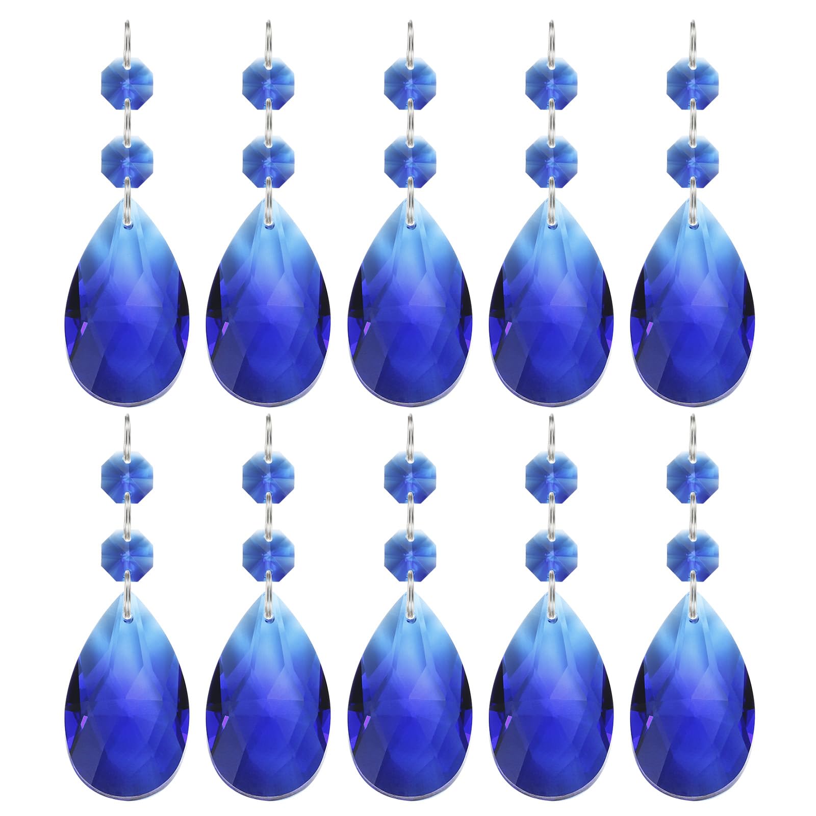 PATIKIL Teardrop Crystal Chandelier Pendants Beads, 10 Pack 85mm Length 38mm Chandelier Prisms Parts Ornaments Hanging Beads for DIY Arts Crafts Decoration, Dark Blue