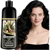 Hynqor Black Hair Dye Shampoo for Women Men 100% Gray Hair Coverage | Natural Herbal 3 in 1 Black Hair Color Shampoo Ammonia Free &amp; Paraben Free