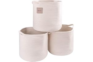 voten Storage Cubes 13x13’’ for Cube Shelves Organzier,Cotton Rope Storage Bin,Multipurpose Woven Storage Basket for Storage/Organizing,Cube Storage Bin 13x13’’ for Closet,Toys,3Packs Round Off White