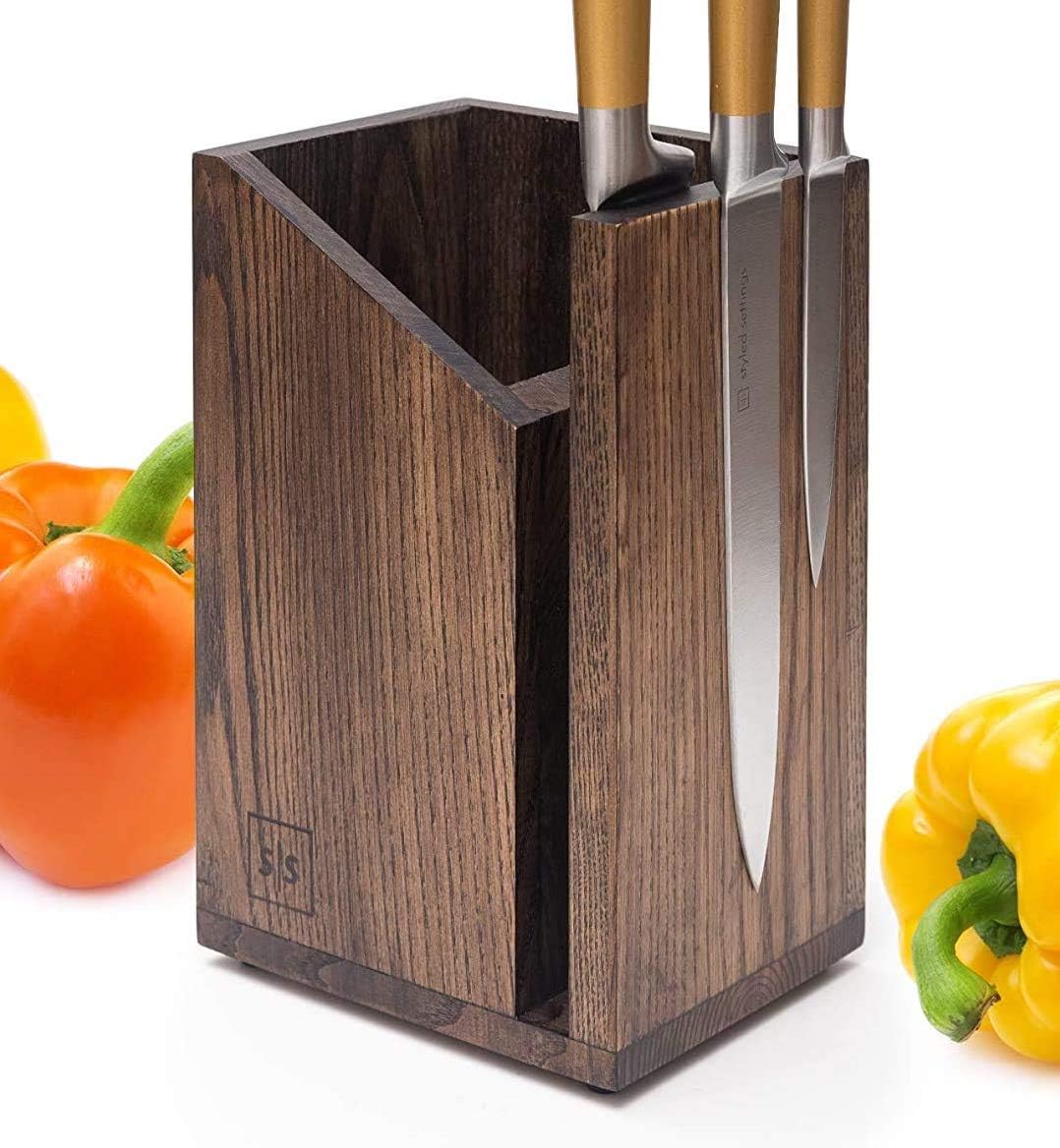 Knife Holder and Kitchen Utensil Caddy 2 in 1, Dual Purpose
