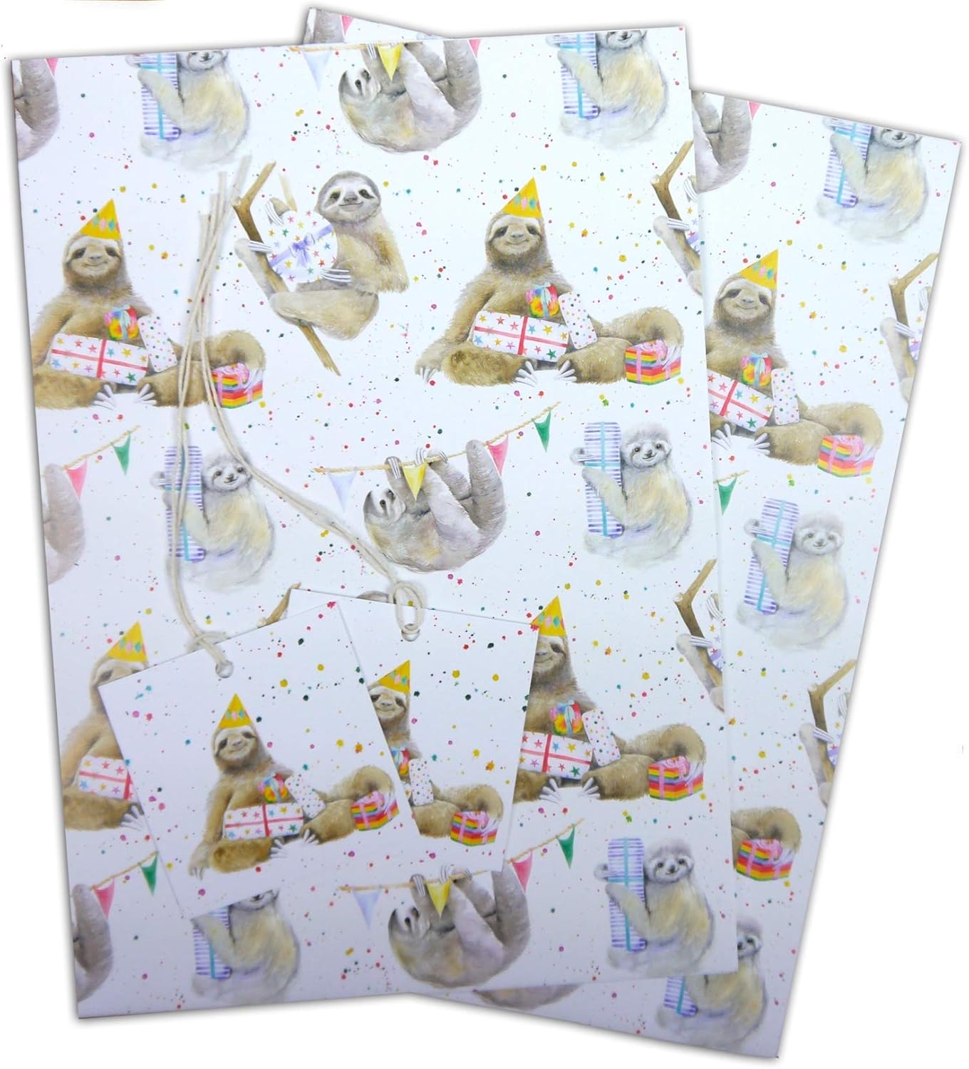 Sloth Party Gift Wrapping Paper; 2 Sheets &2 Gift Tags Amazon.co.uk