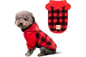 cyeollo Dog Sweater Hoodie Warm Flannel Sweatshirt Sweaters Buffalo Plaid Winter Thermal Dog Coats Hoodies for Small Dogs