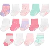 Fruit of the Loom Baby 14-Pack Grow & Fit Flex Zones Cotton Stretch Socks - Unisex, Girls, Boys