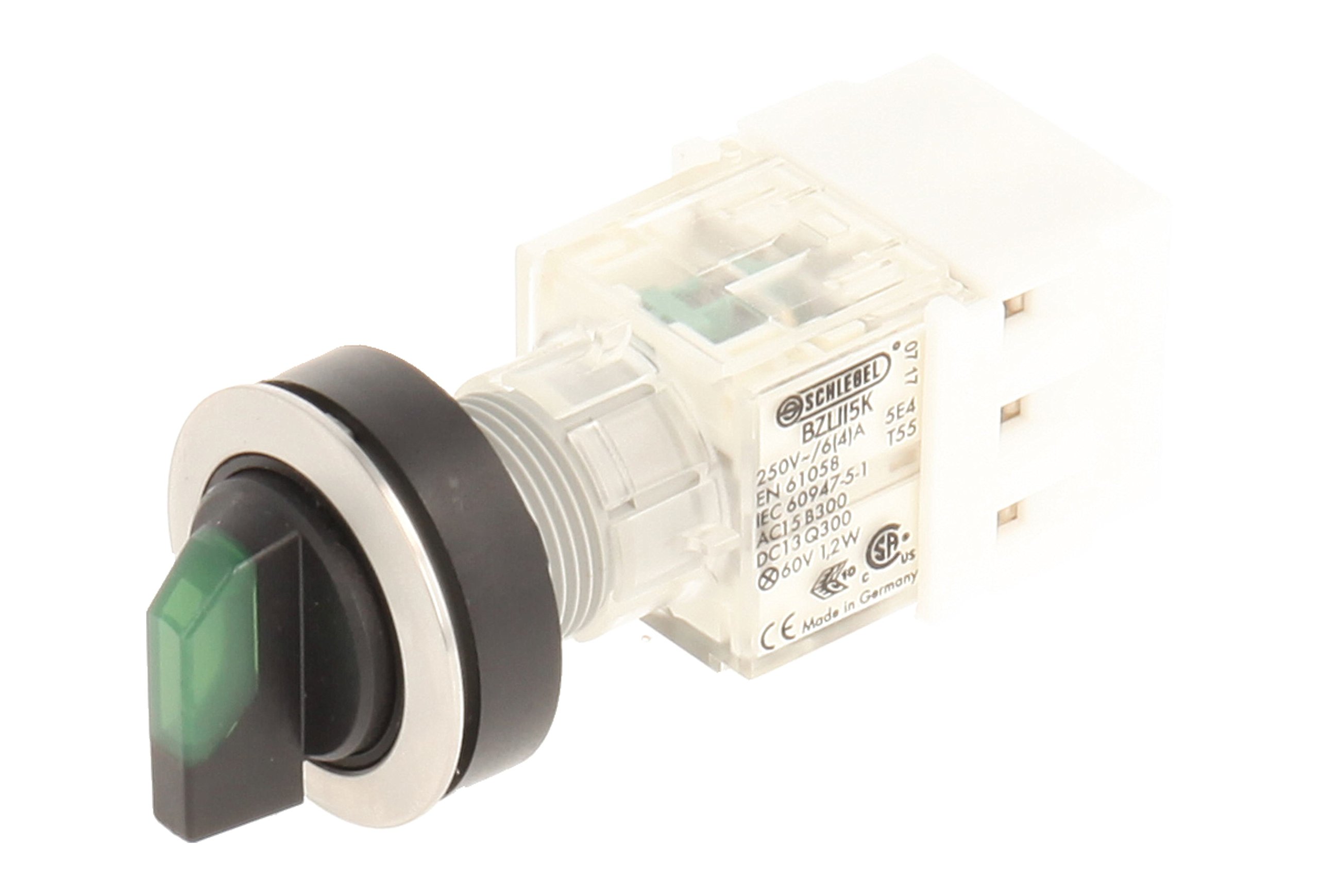 Club 23.001.376 Light Switch, Latching, Stainless Steel, 3 Positions Momentary Contact Sensor 2 Closers With Lamp Socket t5,5 K LED 24 V, SCREW TERMINAL, GREEN (Pack of 2)