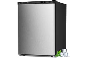 LHRIVER 2.1 Cu.ft Small Upright Freezer, Compact Mini Freezer with Removable Shelves, Adjustable Thermostat, Reversible Door Hinge, Quiet for Home/Office/Kitchen/Dorm, Silver