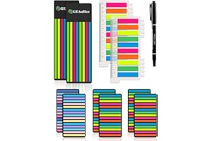 GEAoffice 2520Pcs Transparent Highlighter Tapes Sticky Strips Long Index Tabs Multi Size, Colored Translucent Strips for Books Annotation, Page Markers, Aesthetic School Office Supplies