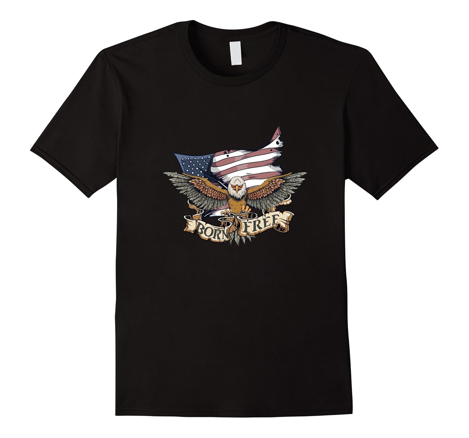 Born Free American Flag Patriotic Eagle T-shirt