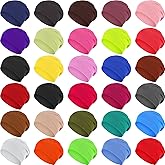 Handepo 30 Pieces Colorful Slouchy Beanie Hat Bulk Homeless Hat Winter Warm Skull Cap Hip Hop Sleep Cap Baggy Dwarf Hats for Women Men Running Walking Multicolored