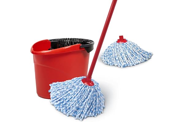 Vileda SuperMop and Bucket Set with 1 Extra Refill | Extendable Handle | Made of 100% Microfibre | Machine Washable Mop Head