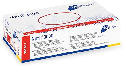 Meditrade Nitrile 3000 White Exam Gloves Size Small 100pcs Powder Free