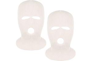 TMFLEXE 2 Pieces 3-Hole Full Face Mask Cover Ski Mask Winter Balaclava Cap Knitted Face Cover for Winter Outdoor Sports