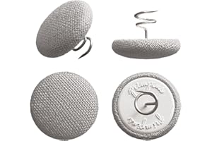 Primpins Short Upholstery Pins - Classic Linen - 20 Colors Available - Fabric Covered Button Twist Pins - Keeps Furniture Covers in Place (Set of 24, Medium Grey)