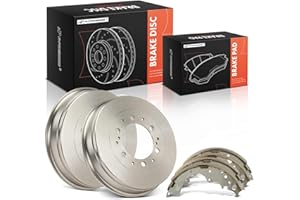 A-Premium 12.05 inch (306mm) Rear Brake Drums + Ceramic Shoes Set Compatible with Select Toyota Models - Tacoma 2005-2021, 6-