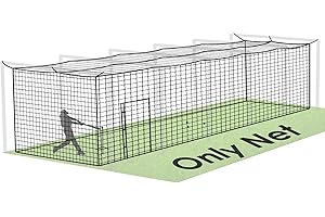 ORIENGEAR Baseball Batting Cage Nets, ONLY NET, 70'L/55'L/35'L/20'L Baseball and Softball Cage Netting, 1.88" #45 Mesh, Professional Fully Enclosed PE Hitting Cage Net with Door, Without Poles