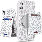SailorTech for iPhone 11 case with Credit Card Holder mag safe,for iPhone 11 Phone Leather Case Wallet for Women Compatible mag safe Wallet Detachable 2-in-1 for Men-White Leopard