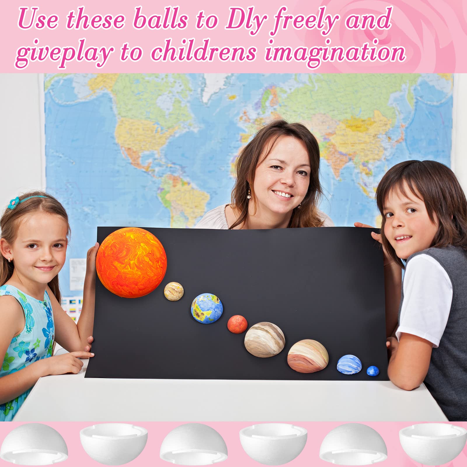 Fabbay 2 Pcs Hollow Half Foam Balls for Crafts - White Half Sphere Foam Balls with 10 Acrylic Paint Brushes Set for Kids Adults Artists Painting Supplies(10 Inch)