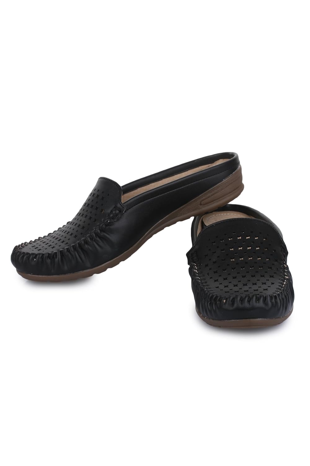 la shades, 014 black designer slip on doctor shoes for women