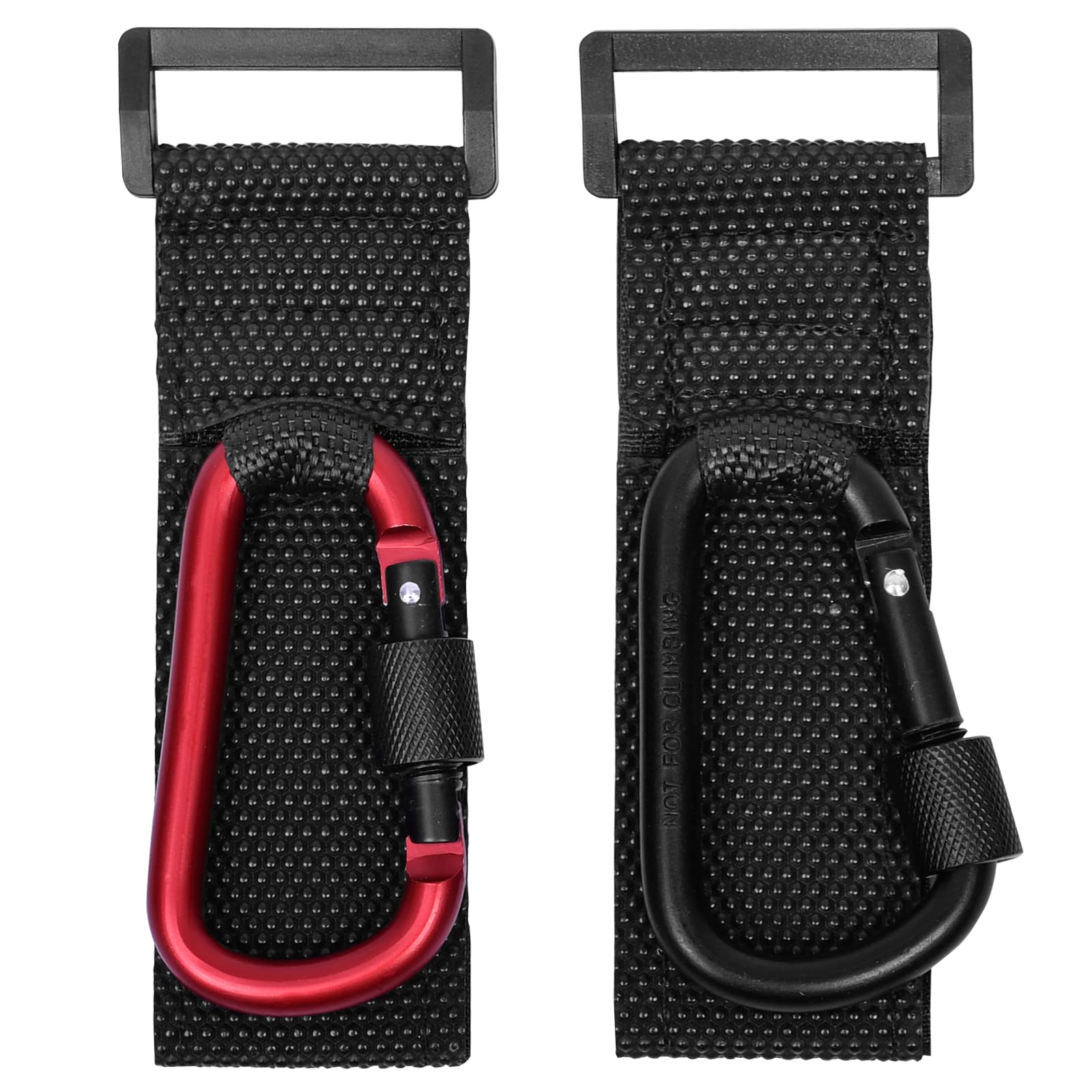 Evencaphy Buggy Clips for Pram Stroller Pushchair & Handle Clip, Golf Cart Hooks with Locking Carabiners & Non-Slip Band, Pram Accessories, 2 Pcs