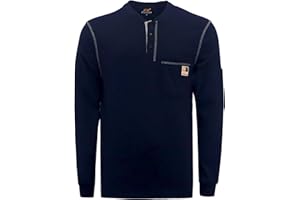 KONRECO FR Shirts for Men Long Sleeve Henley 7oz 100% Cotton FRC Clothing Welding Shirt