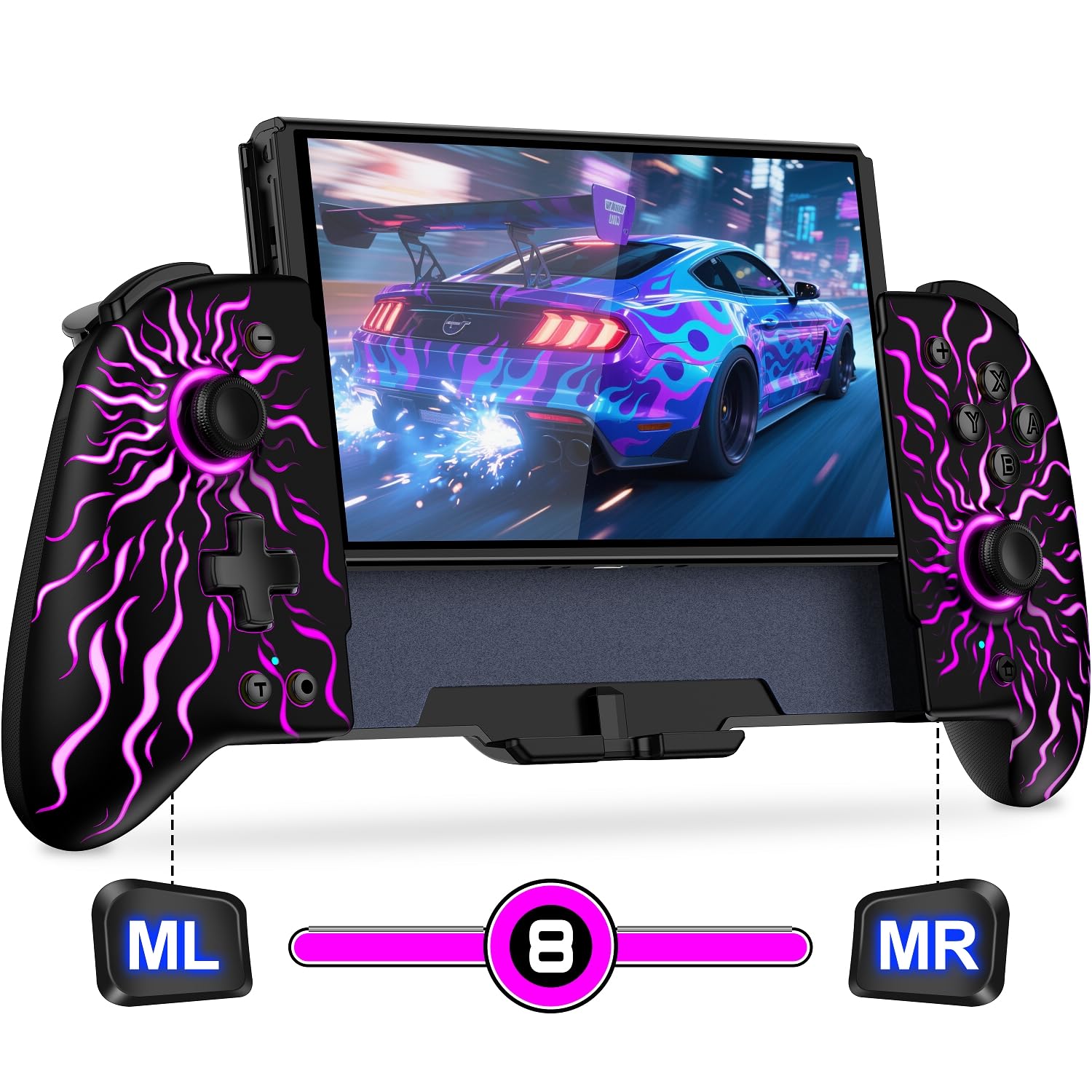 Gammeefy Switch Controllers Hall Effect - Pro Controller - Switch One Piece Joypad with 9 Lights in Handheld Mode Image