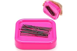 Tellegloww 1 Pcs Magnetic Bobby Pin Holder Square Paper Clip Holder Magnetic Hairpin Storage Box Sewing Pincushion Hair Clip Collector for Desk Vanity Sewing DIY Project (Pink)