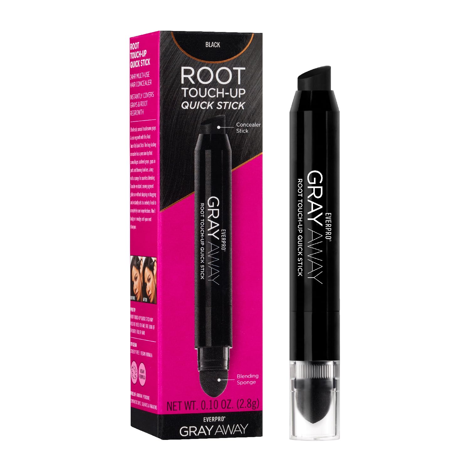 Photo 1 of EVERPRO Gray Away Root Touchup Quick Stick, Black, 0.1 Oz