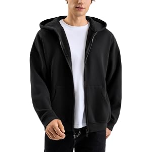 Hatant Men’s Oversized Double Zip Up Hoodie, Unisex Heavyweight Fleece Cotton Zipper Sweatshirt with Hood Vintage