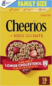 Cheerios, Heart Healthy Gluten Free Breakfast Cereal, Family Size, 18 oz | 100% Whole Grain Oats, Soluble Fiber for Cholester