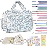 Bible Cover Case for Women Bible Study Supplies Church Camp Essentials Christian Gifts for Women Journaling Kit Quilted Large Bible Book Sleeve (Blue Flower, Large)