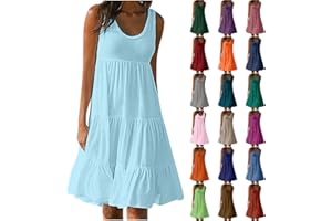 Sblioda Summer Dresses for Women 2024 Sleeveless Beach Sundress Short Flowy Swing Mini Dress Casual Summer Loose Fit Dresses