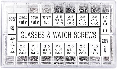 eyeglass screw size chart