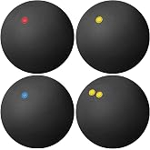 Toddmomy 4 Pcs Squash Balls, Double Yellow Dots, Single Yellow Dots, Single Red s, Blue, Sports Squash Ball High Bounce Squash Ball for Beginners and Training