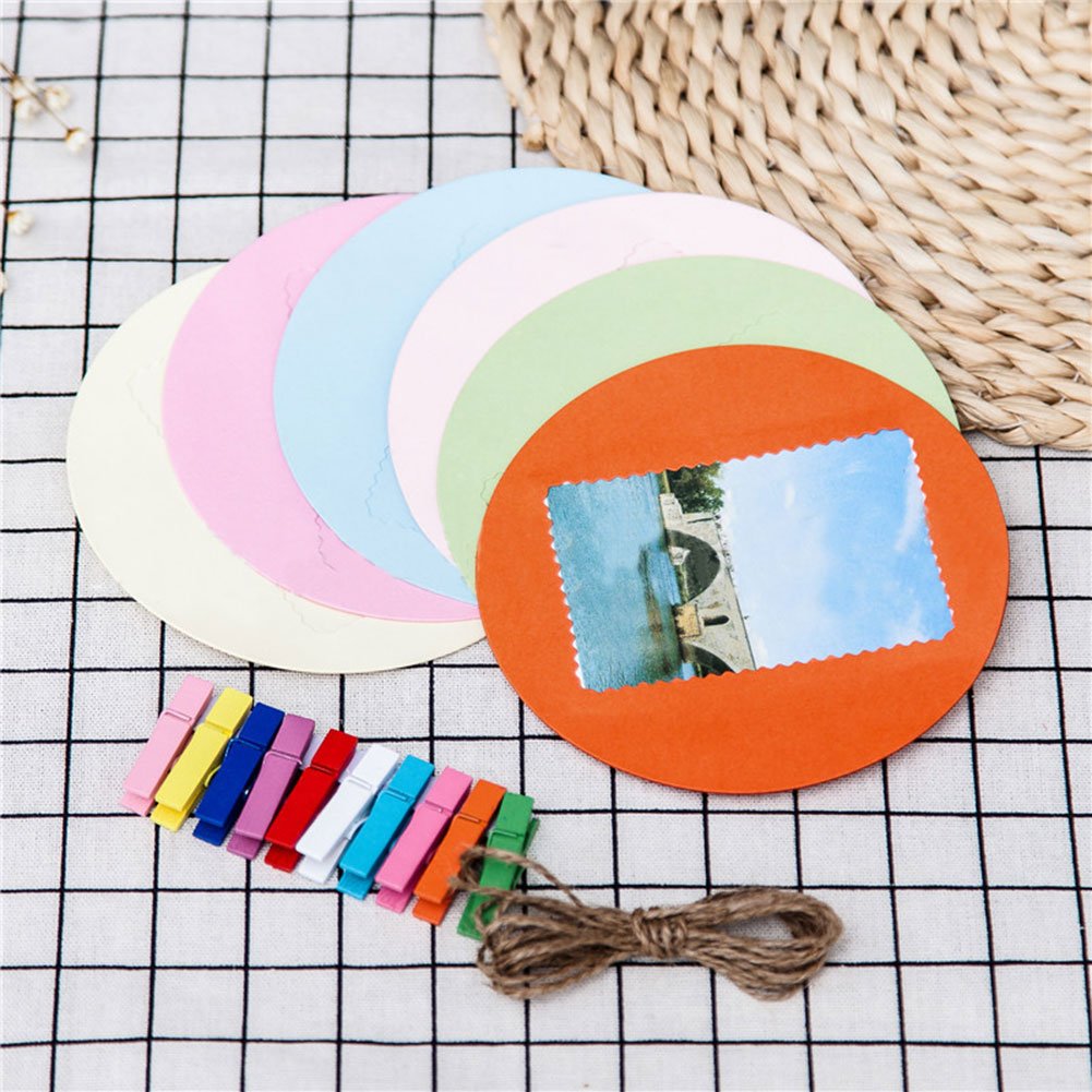 Instax Photo Frame, 2x3” Decor Hang Paper Photo Frame for Fujifilm Instax mini 8,7S,25,50S,90 Instant Camera Films, Polaroid Photo Frame (Creative Circle,6 Pcs)