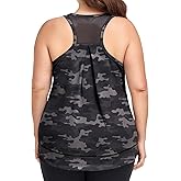 COOTRY Plus Size Workout Tops for Women Racerback Tank Tops Athletic Gym Yoga Clothes Loose fit