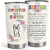 SANDJEST Sister Gifts - Sister Stainless Steel 20oz Tumbler, Insulated Travel Mug, Gifts for Birthday, Christmas, Women, Girls, Best Friends