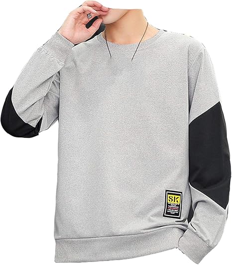 Amazon Co Jp 長袖メンズtシャツ カジュアルなルーズスプリングシャツ 暖かく ルーズセーター Grey 5xl ホーム キッチン