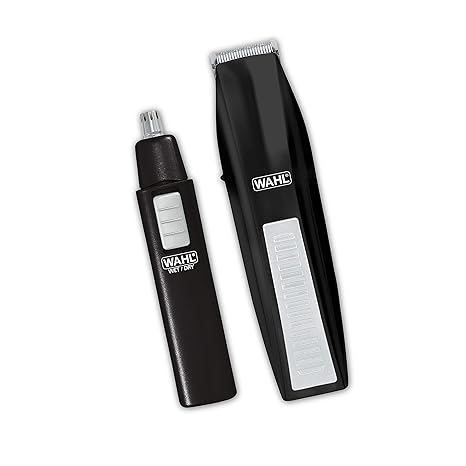 Wahl 5537-1801 Cordless Battery Operated Beard Trimmer with Bonus Ear Nose and Brow Trimmer (Black)