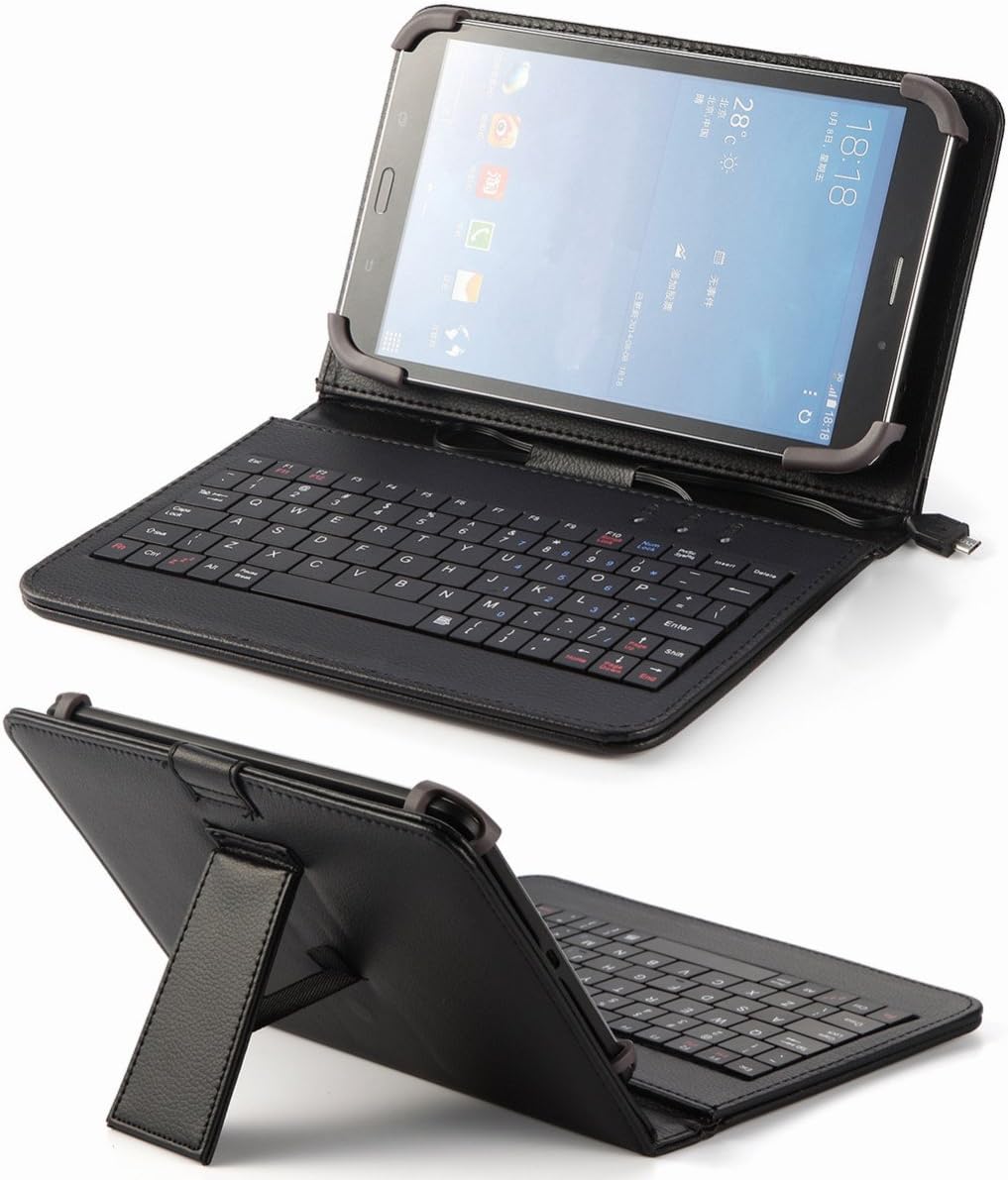Universal Pu Leather Folding Folio Case Cover with Keyboard (8kbl) for SVP Tpc-0751 7" / Skytex Skypad 7s Sp729 Sp728 7"/ Sophix Tab-840g 8" / Sophix Tab-740g 7'' / Supersonic Sc-72mid Sc-74mid 7 " (Black Keyboard Case)