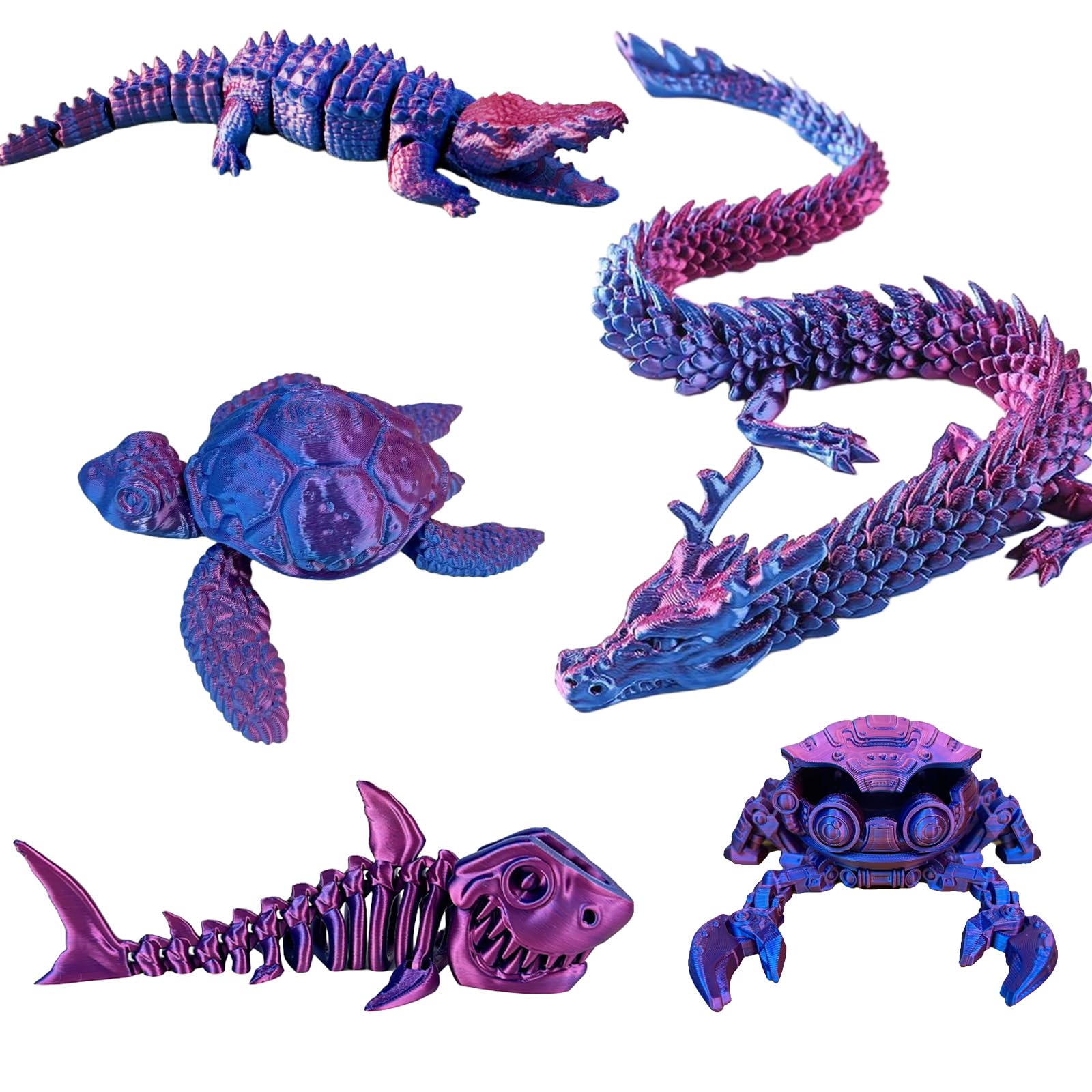 STIFFENERS 5 Pcs 3d Printed Animals, 3d Printed Toys, 3d Printed,Unique Gifts Suitable for Offices and Homes, Collectors and Art Enthusiasts