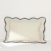Lush Decor Coastal Chic Scalloped Edge Throw Pillow Cover 1 Piece 13" W x 20" L + 2.5" Flange, Dark Linen & Black - Couch Pillows - Decorative Pillows - Coastal Decor