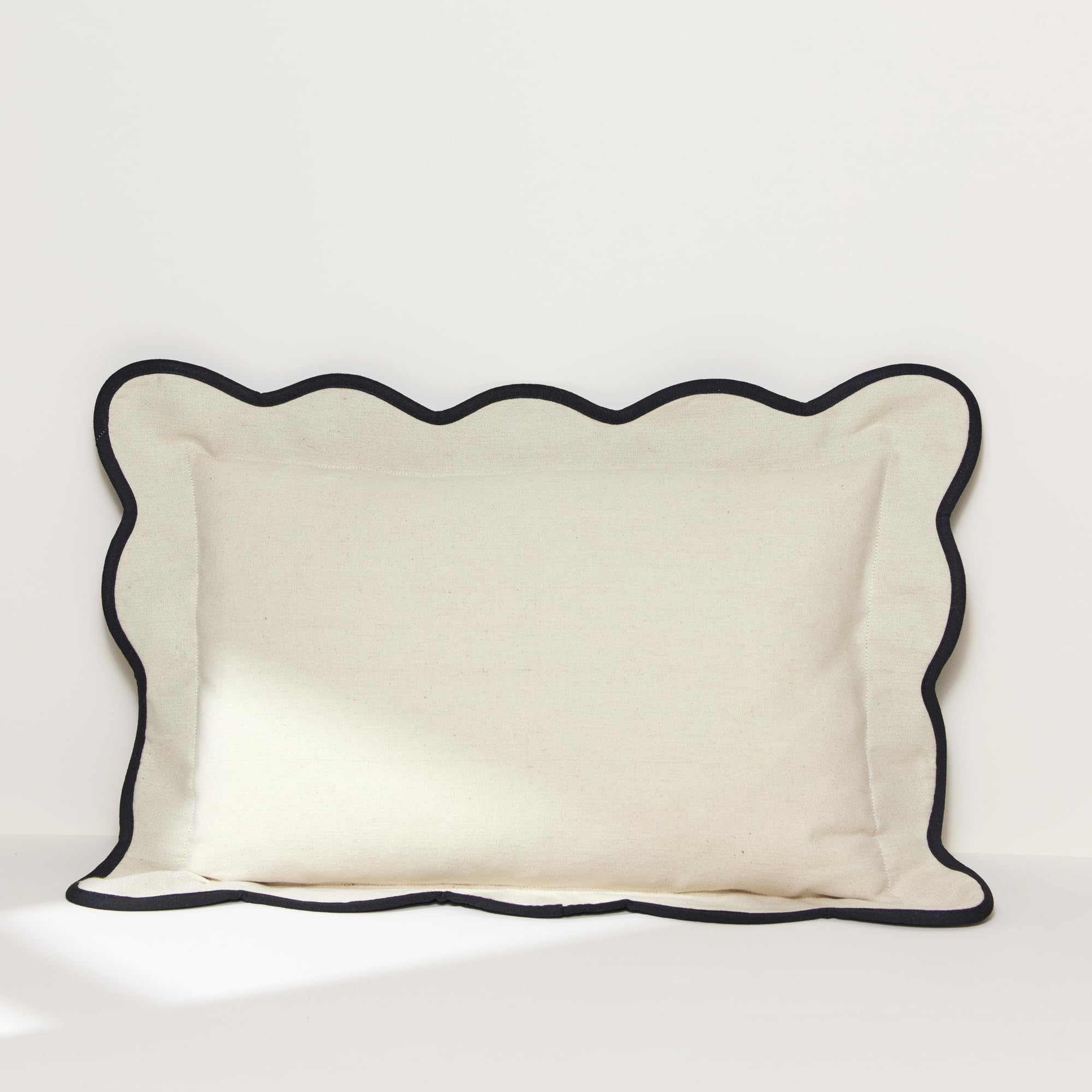 Photo 1 of Lush Decor Coastal Chic Scalloped Edge Throw Pillow Cover 1 Piece 13" W x 20" L + 2.5" Flange, Dark Linen & Black - Couch Pillows - Decorative Pillows - Coastal Decor