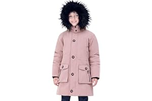 maoo garden Girls Winter Coats Heavyweight Waterproof Jacket Mid-Length Fur Hooded Parka