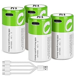 TEMIBATT Rechargeable C Batteries 4 Pack,1.5V