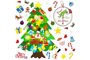 EMPOF Felt Christmas Tree for Toddlers, 3.3 FT Felt Tree for Kids with Lights + Griinchs Advent Calendar + 32 Ornaments, DIY Felt Tree Christmas Decorations Indoor, Kids Activities Christmas Presents