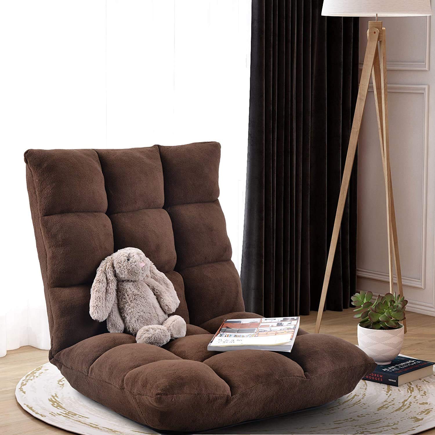 Buy Fabric Floor Gaming Chair Upholstered Lazy Sofa Adjustable Floor