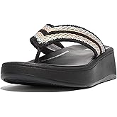 FitFlop F-Mode Crochet Flatform Toe Post Sandals Black 8 M (B)