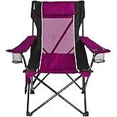 Kijaro Sling Folding Camping Chair - Enjoy The Outdoors in This Outdoor Chair with a Built-in Cup Holders and Side Organizer OR Side Cooler - Includes a Detachable Pillow